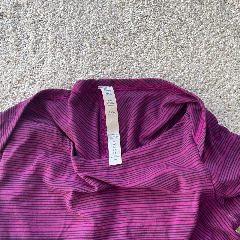 Lululemon purple stripe top size 6 - Picture 3 of 11